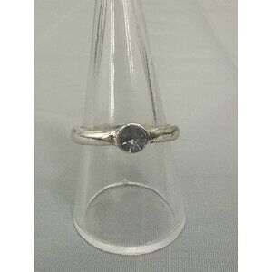 Womens Silver Tone Fashion Ring With Clear Stone